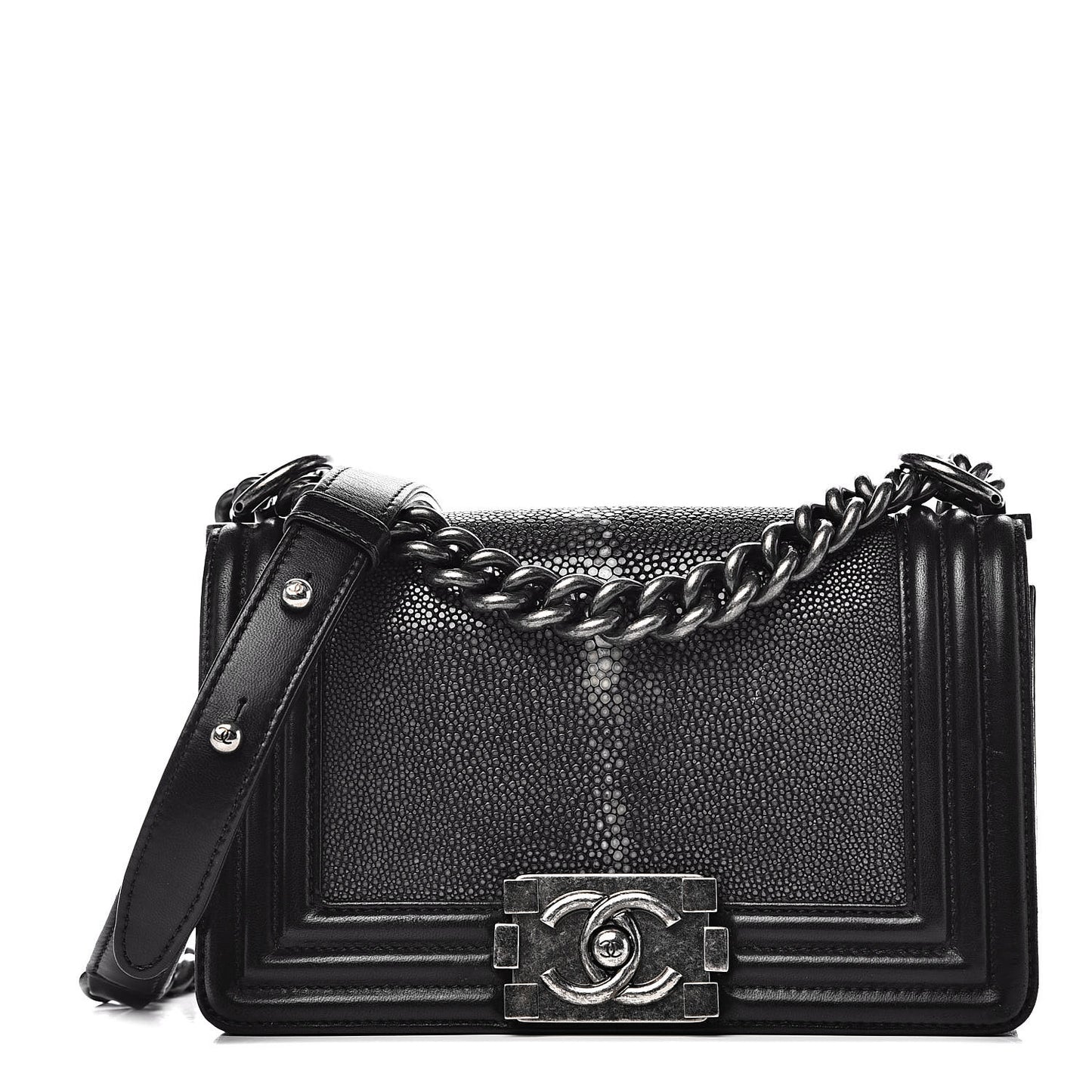 Galuchat Stingray Small Boy Flap Black