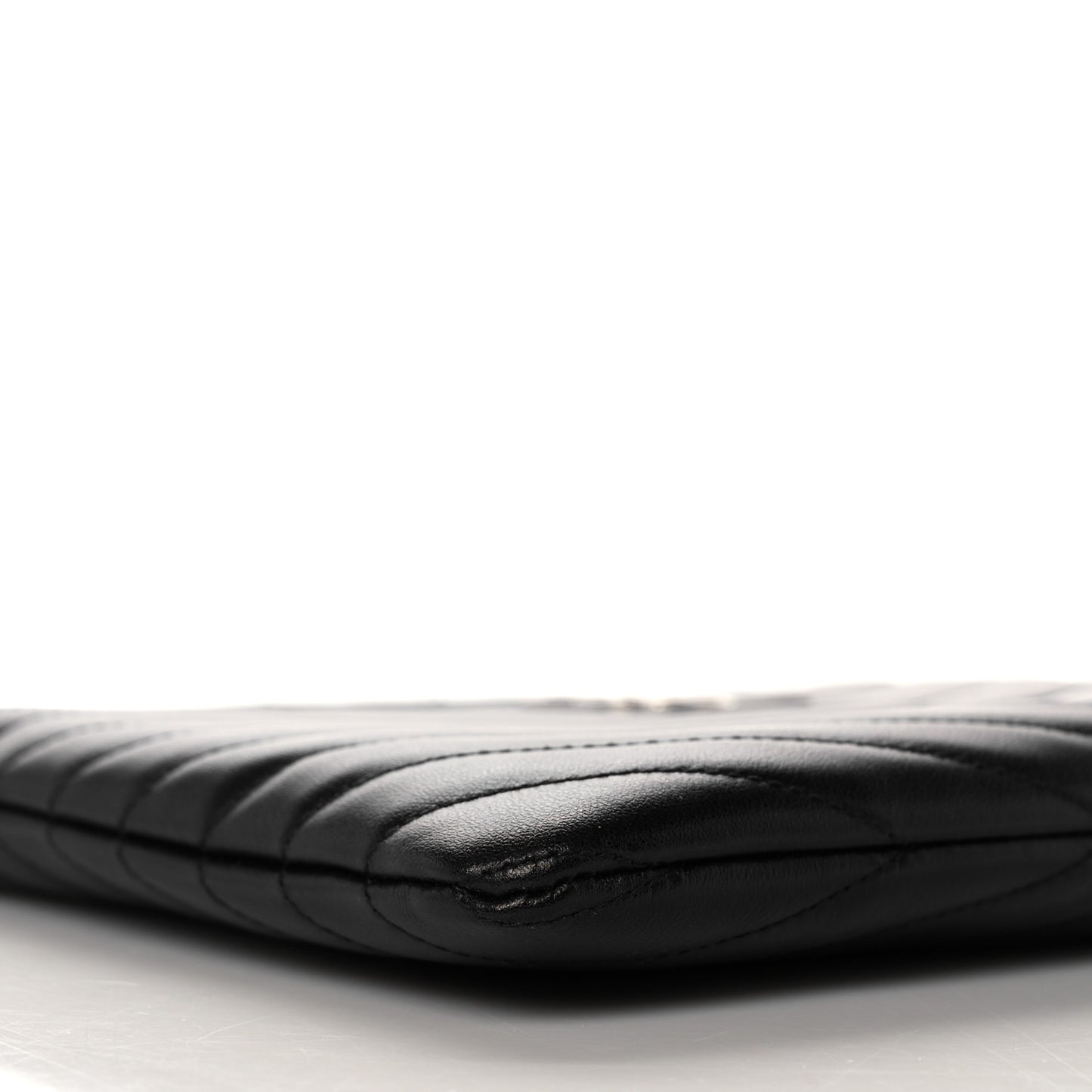 Calfskin Matelasse Chevron Monogram A5 Wristlet Black