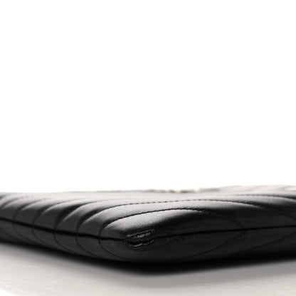Saint Laurent Calfskin Matelasse Chevron Monogram A5 Wristlet Black 8 of 11