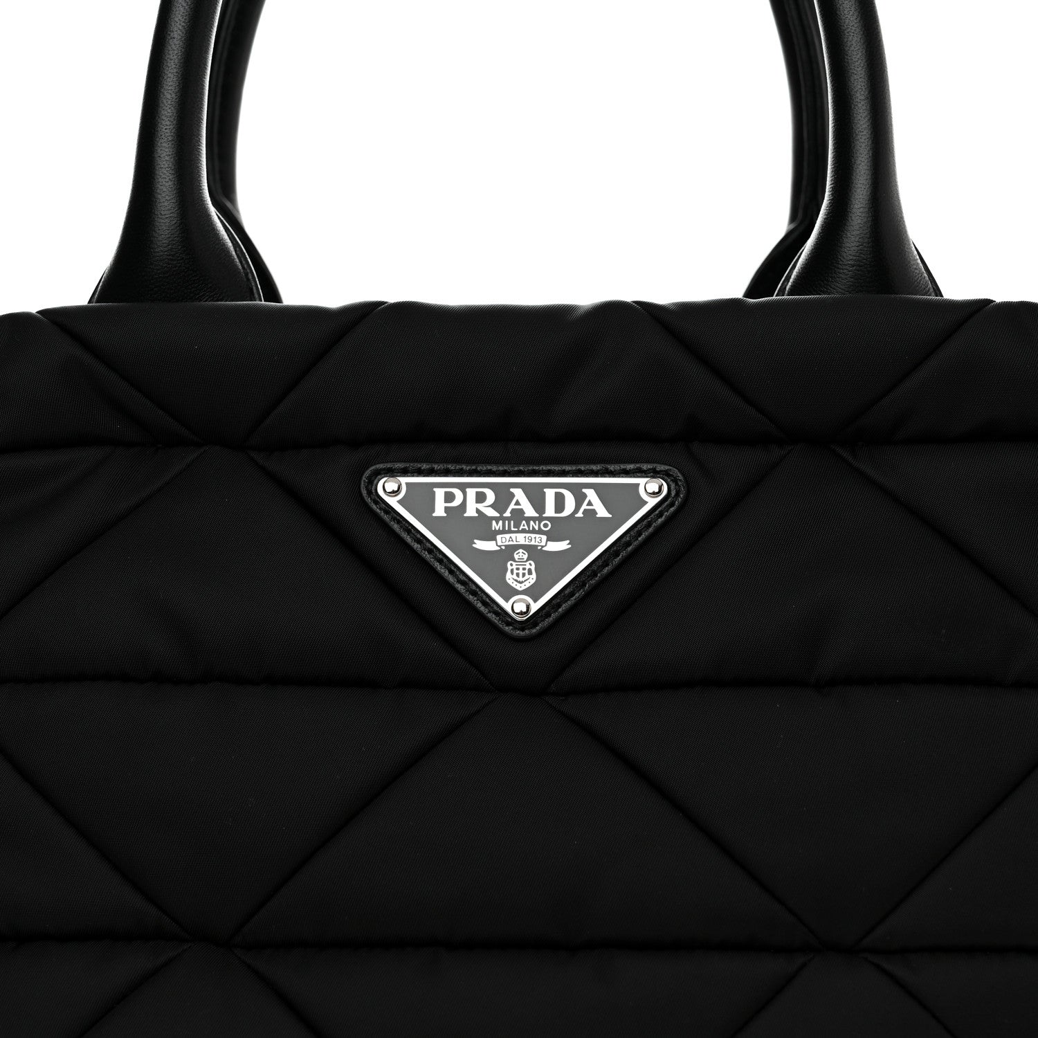 Prada Re-Nylon Nappa Triangle Quilted Padded Small Double Handled Zip Tote Black 8 of 10