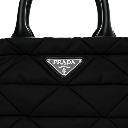 Prada Re-Nylon Nappa Triangle Quilted Padded Small Double Handled Zip Tote Black 8 of 10