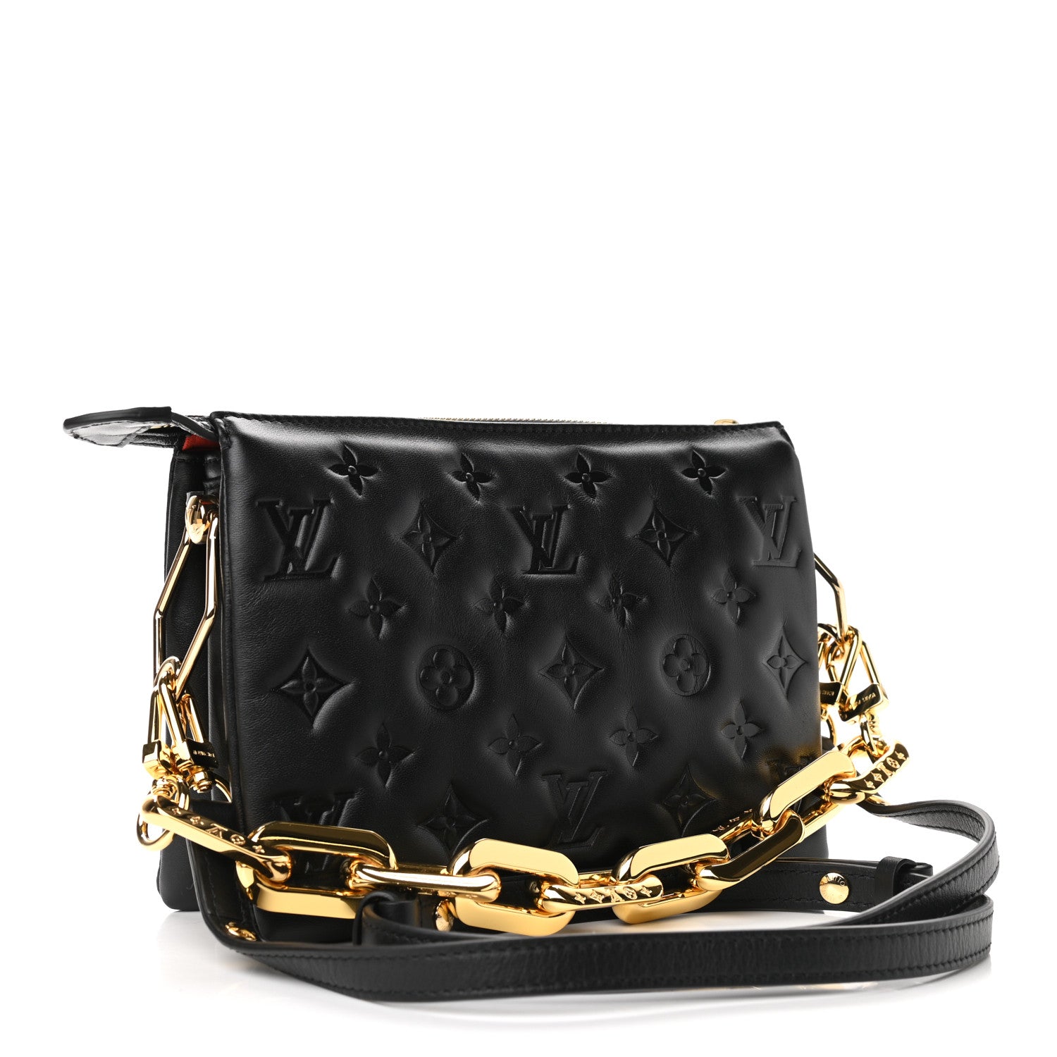 Louis Vuitton Lambskin Embossed Monogram Coussin BB Black 2 of 7