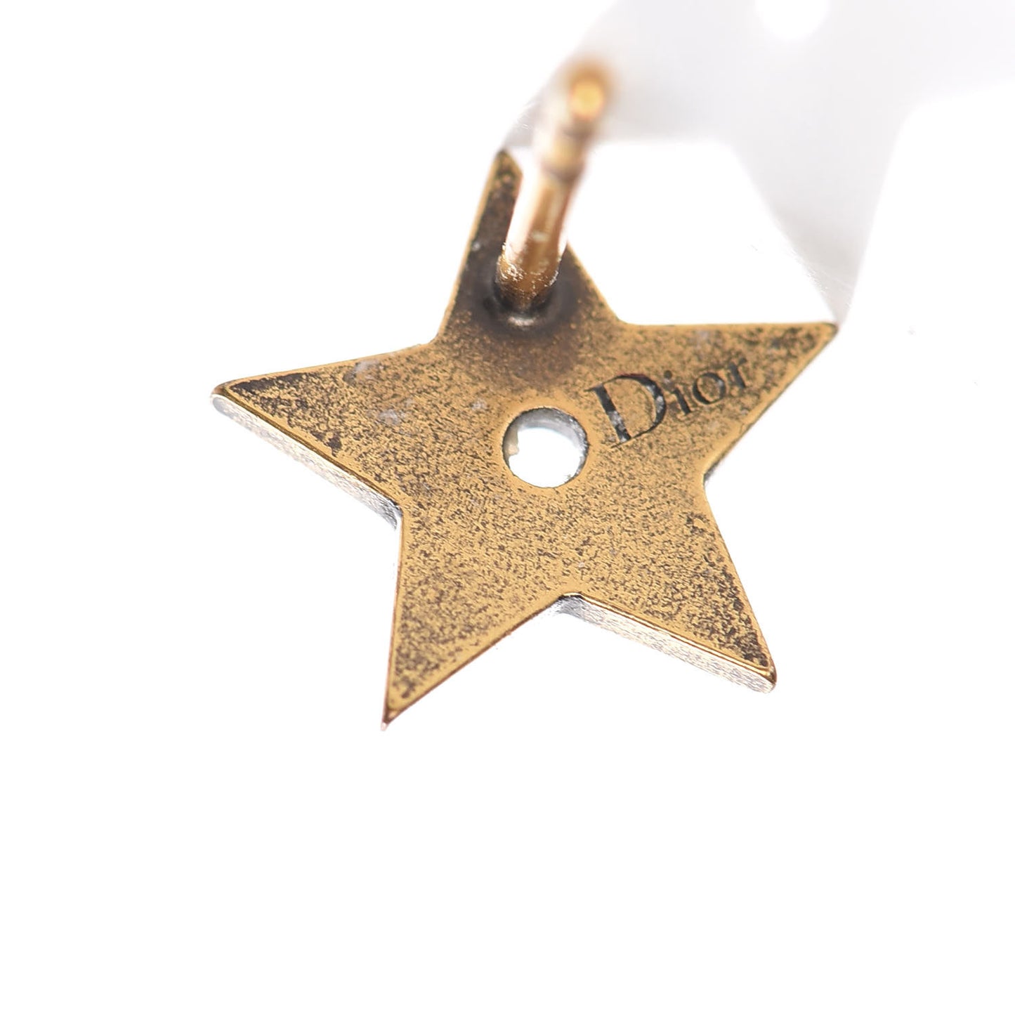 Metal Logo Star Dior Earrings Gold