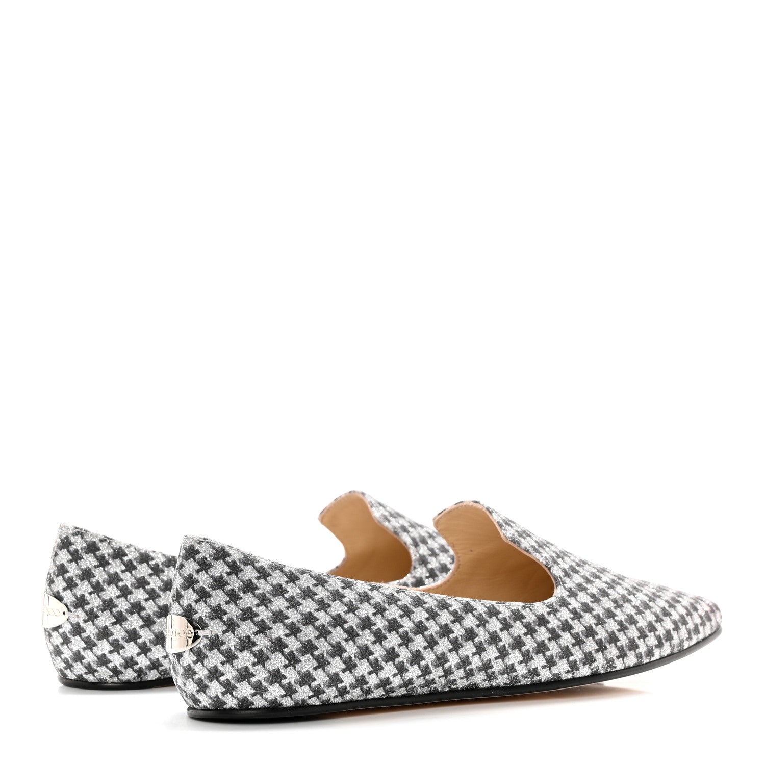 Jimmy Choo Glitter Houndstooth Wheel Weekend Slipper 38 Black Silver 4 of 13