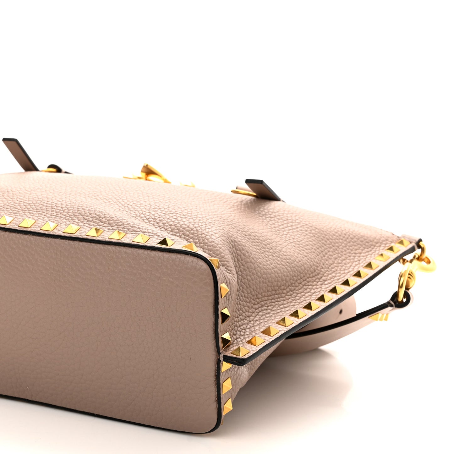 Pebbled Calfskin Rockstud Hype Tote Poudre