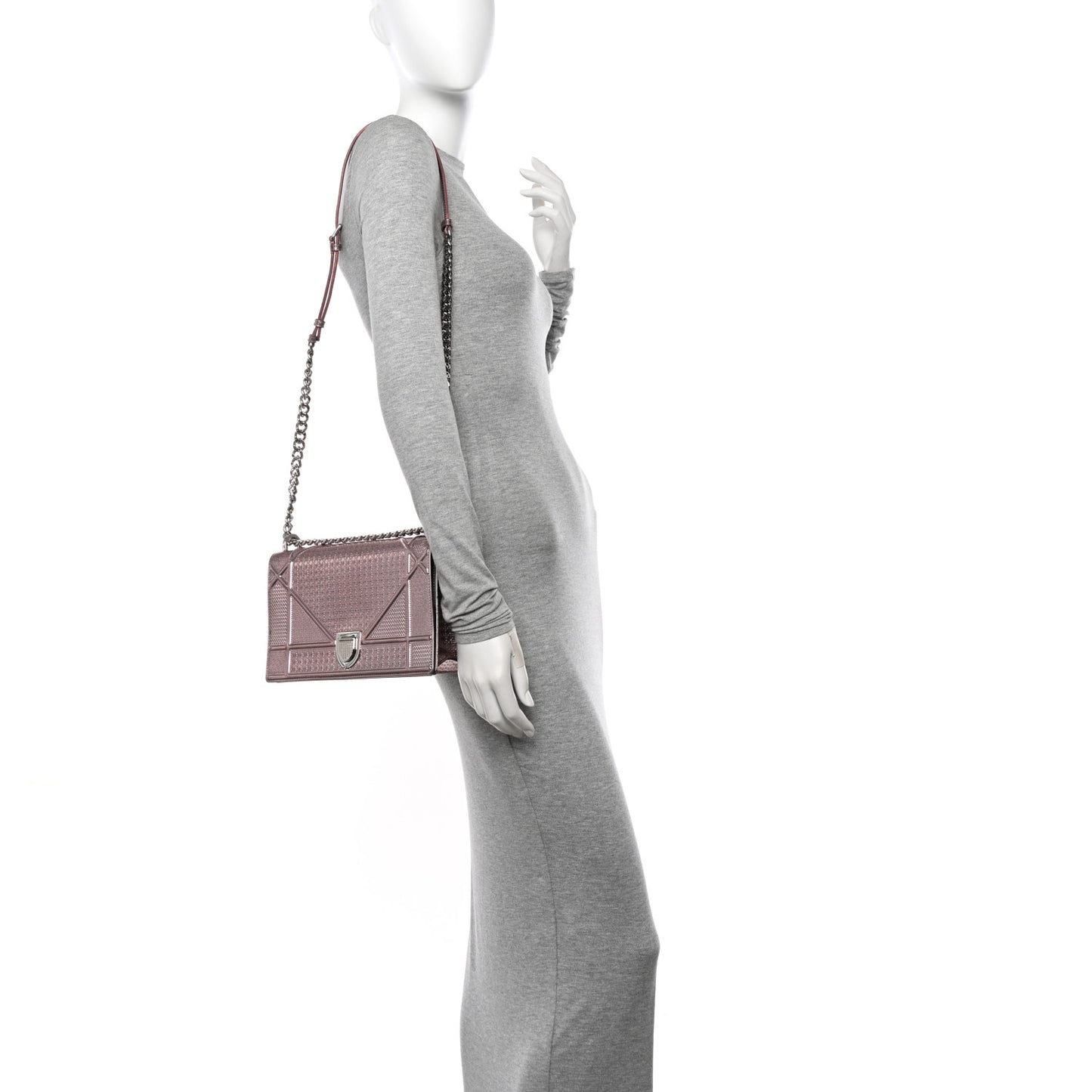 Metallic Patent Micro-Cannage Medium Diorama Flap Bag Pink