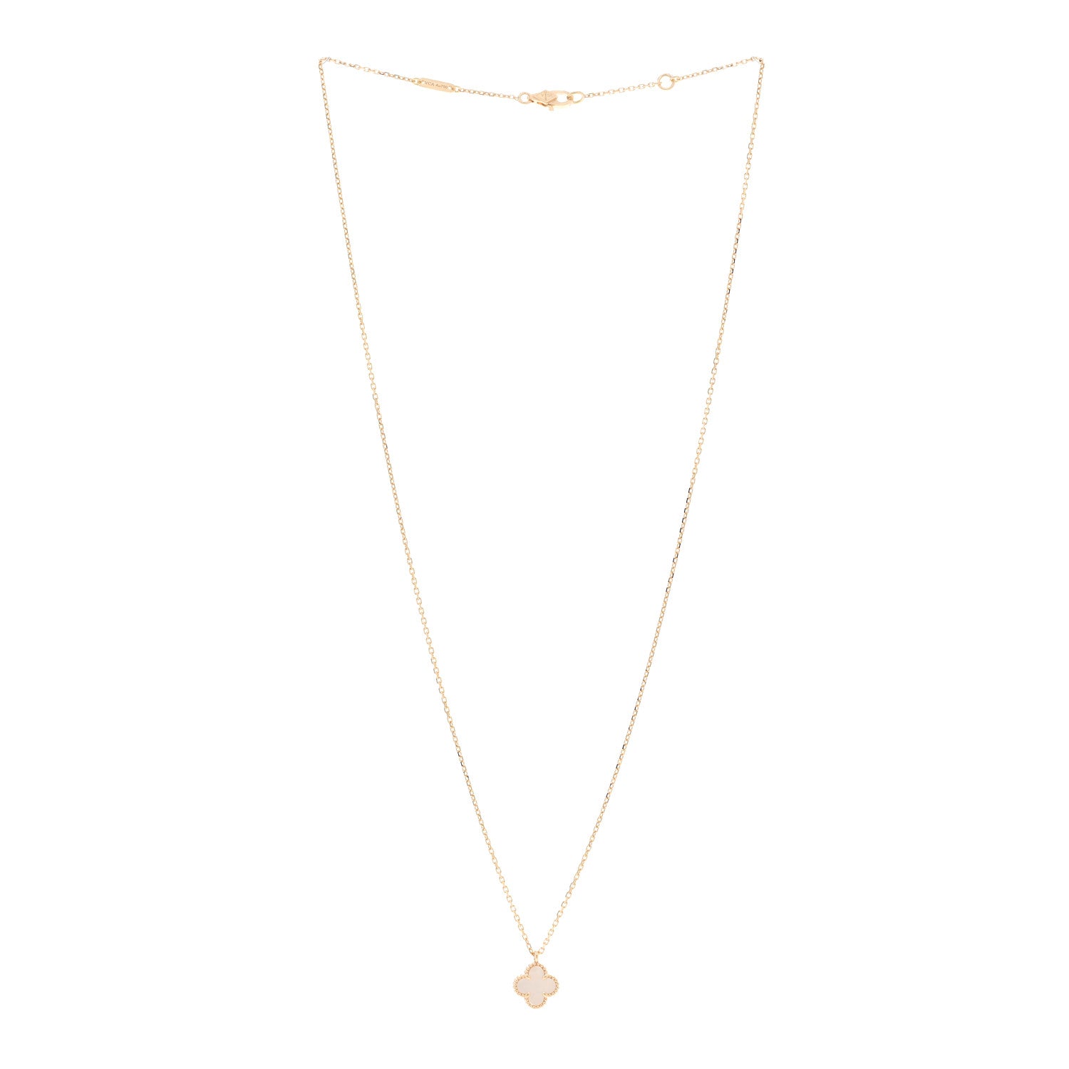 Van Cleef & Arpels 18K Yellow Gold Mother of Pearl Sweet Alhambra Pendant Necklace 3 of 5