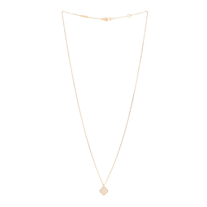 Van Cleef & Arpels 18K Yellow Gold Mother of Pearl Sweet Alhambra Pendant Necklace 3 of 5