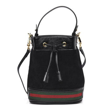 Gucci Suede Patent Web Small Ophidia Bucket Bag Black 1 of 10