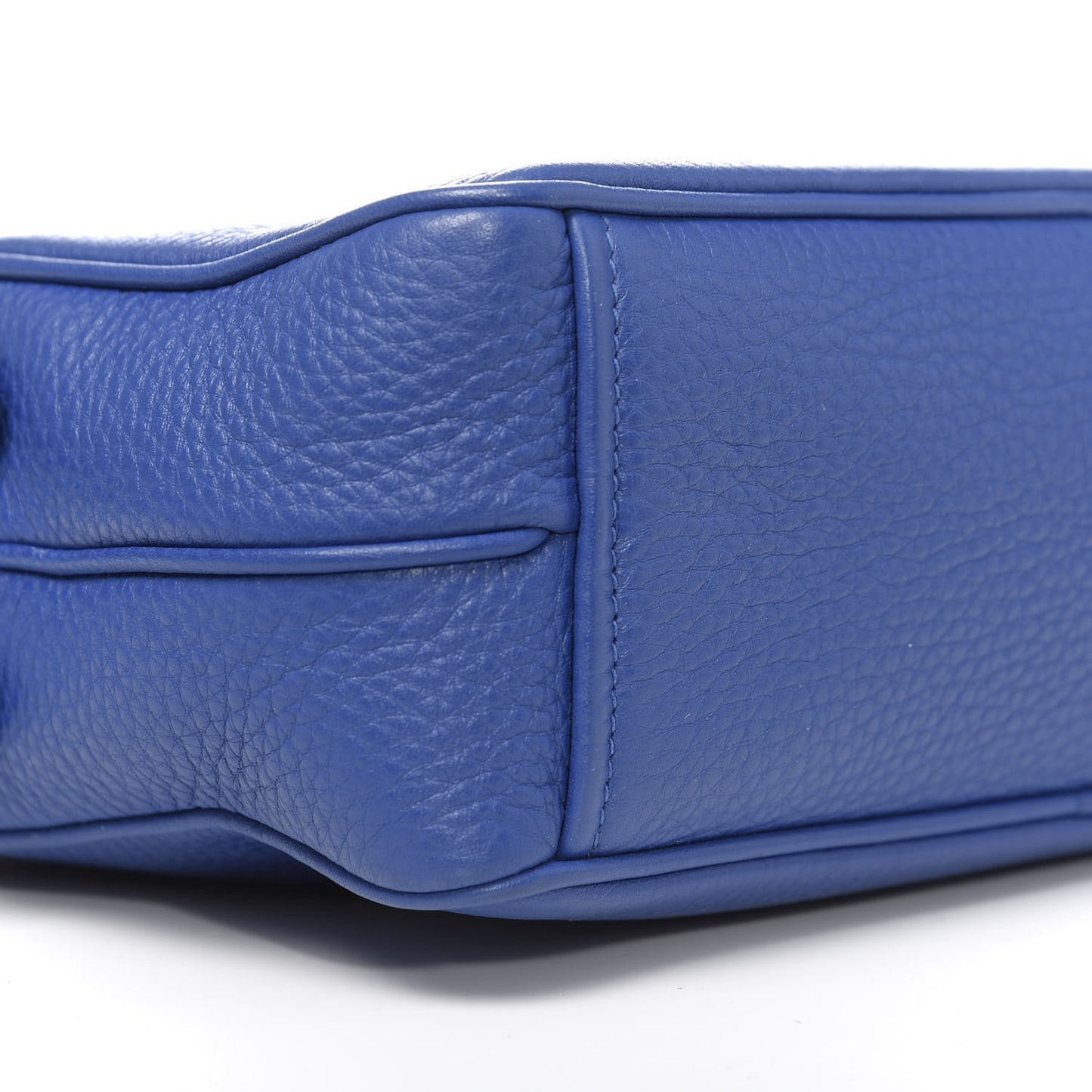 Vitello Daino Medium Double Zip Shoulder Bag Azzurro