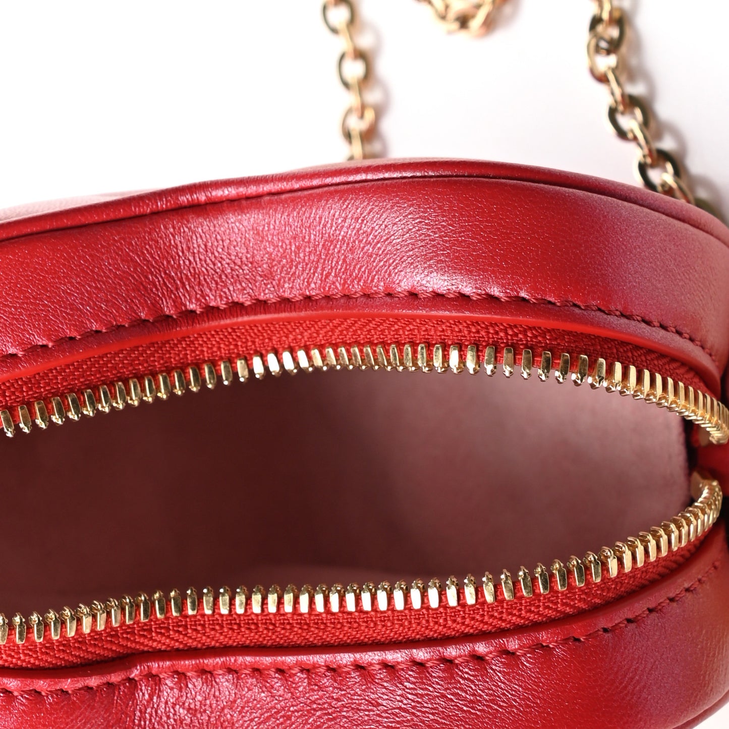Lambskin Embossed Monogram Fall In Love Sac Coeur Heart Chain Bag Lipstick Red
