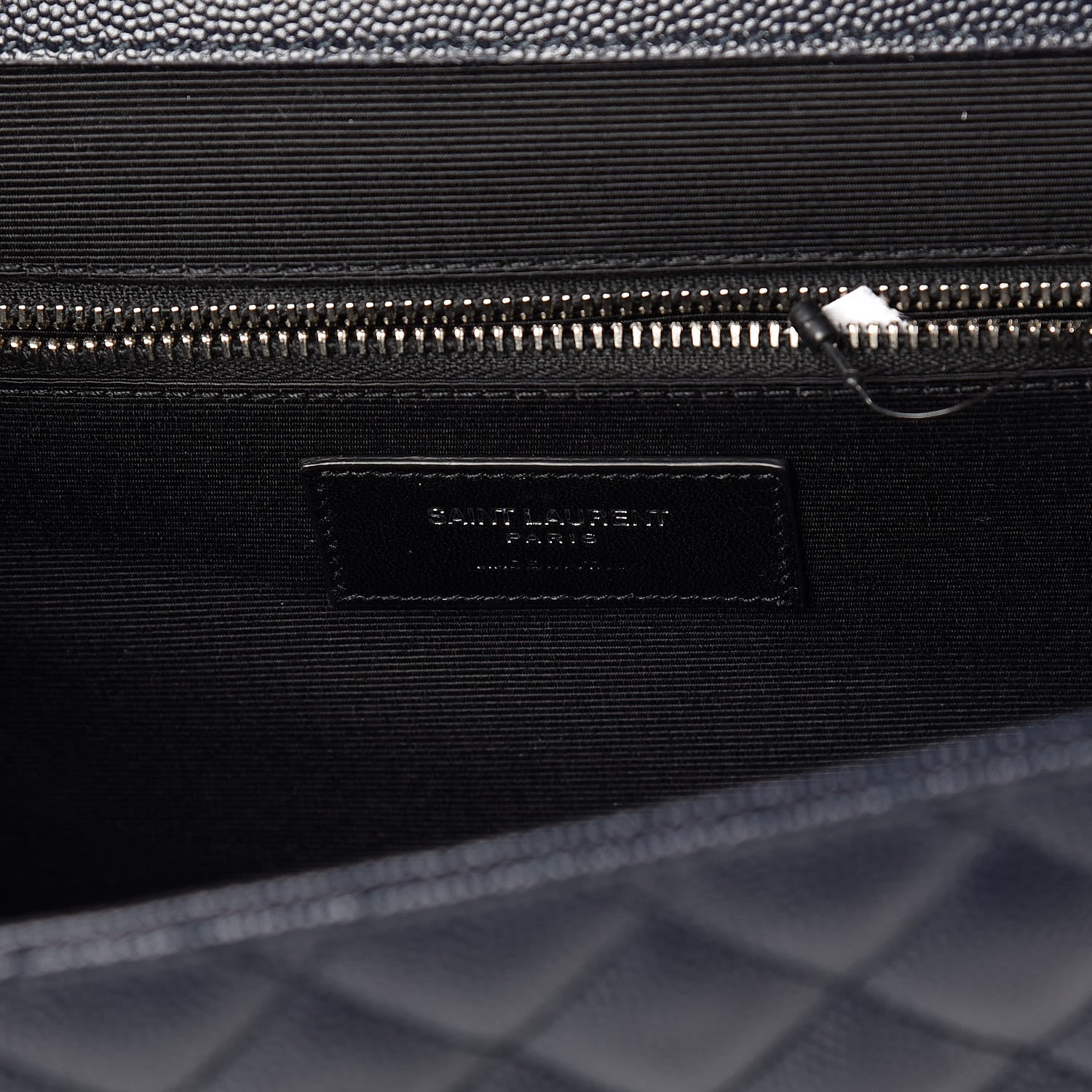 Saint Laurent Grain De Poudre Large Tri-Quilt Monogram Satchel Deep Marine 7 of 10