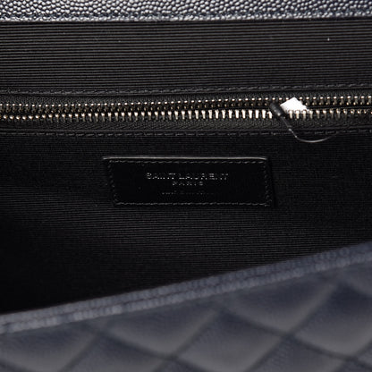 Saint Laurent Grain De Poudre Large Tri-Quilt Monogram Satchel Deep Marine 7 of 10