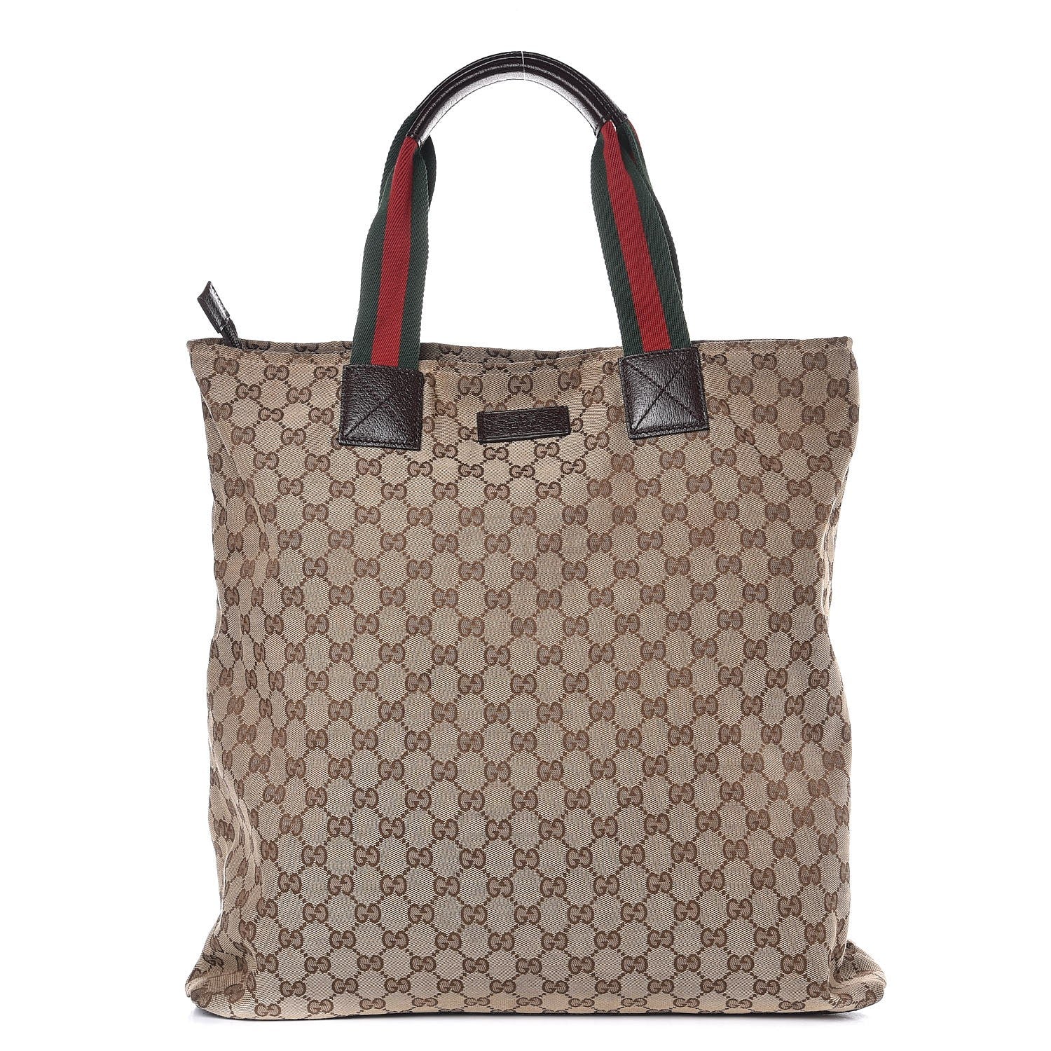 Gucci GG Monogram Large Web Handle Vertical Tote Dark Brown 1 of 14