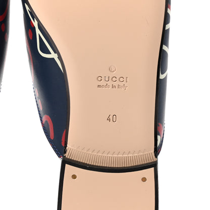 Gucci GucciGhost Print Womens Princetown Slippers 40 Blue Agata Hibiscus Red 6 of 9