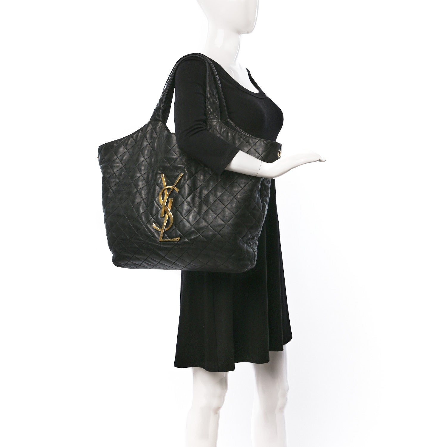 Saint Laurent Lambskin Quilted Maxi Icare Shopping Tote Black 2 of 17