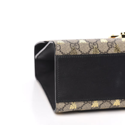 Gucci GG Supreme Monogram Bees Medium Padlock Shoulder Bag Beige Oro Black 7 of 12