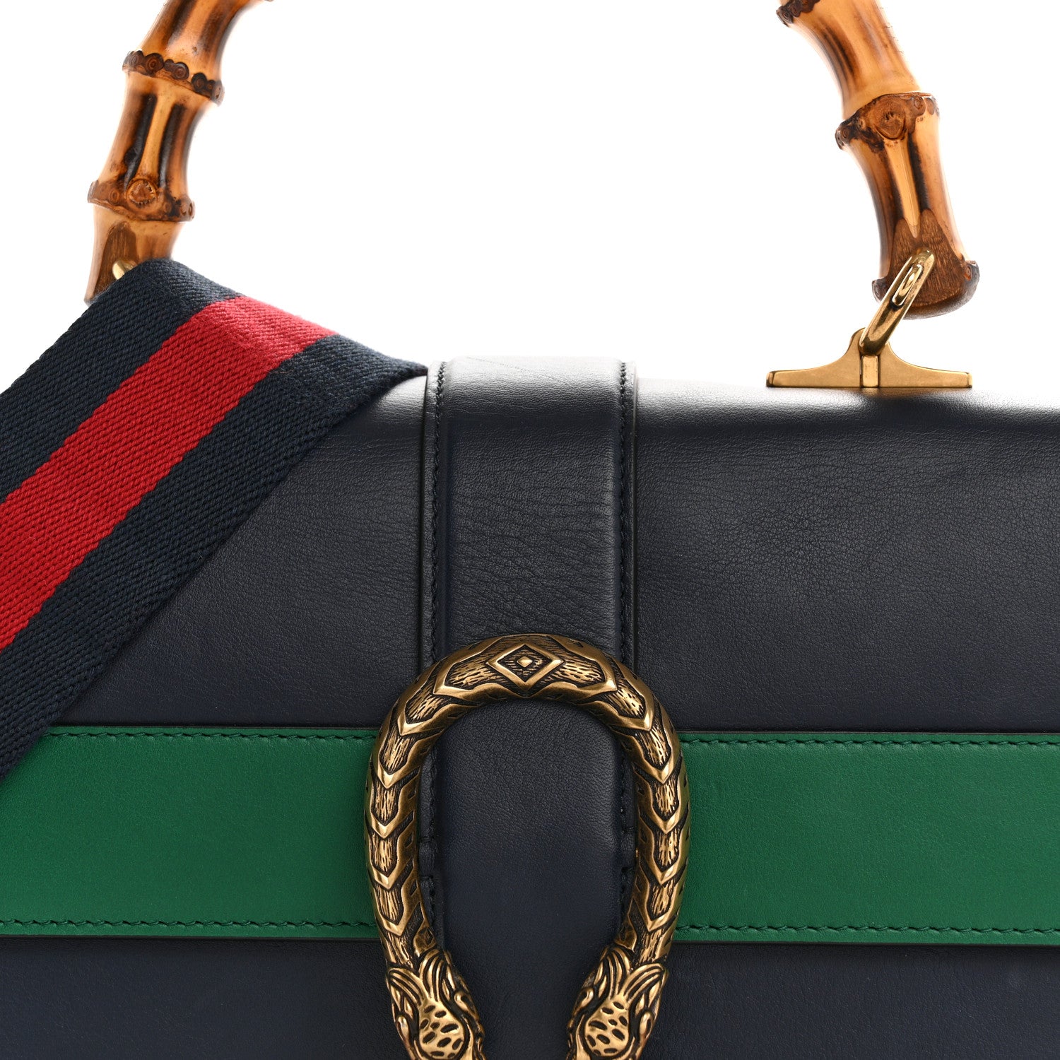 Gucci Moon Calfskin Web Medium Dionysus Bamboo Top Handle Bag Blue