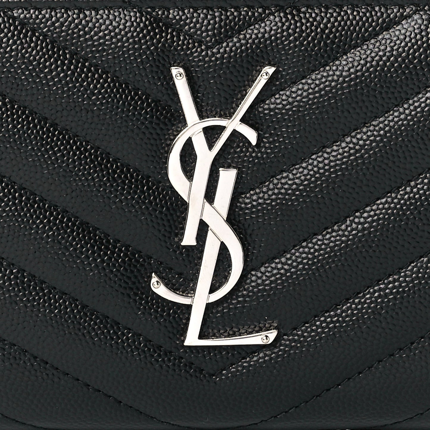 Grain De Poudre Matelasse Chevron Monogram Zip Around Wallet Black