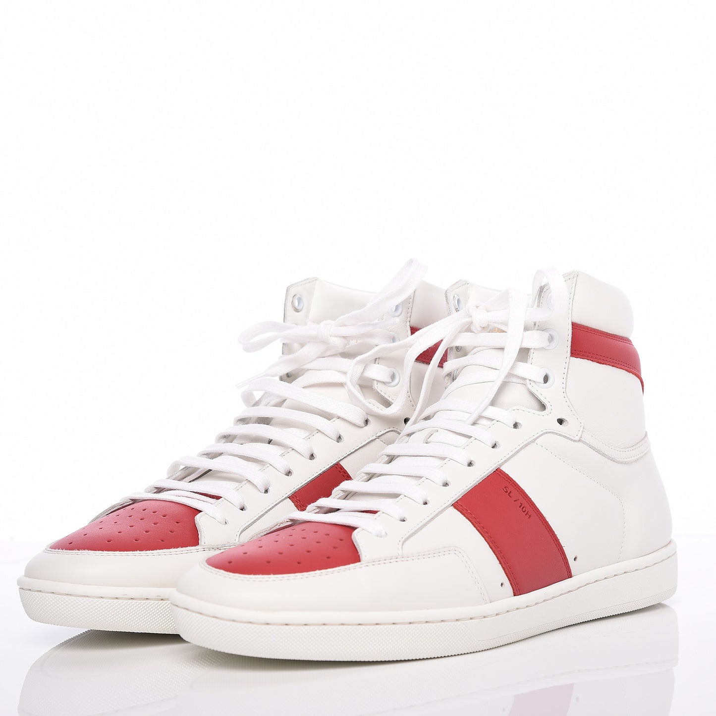 Calfskin Court Classic SL/10H High Top Sneakers 41 White Red