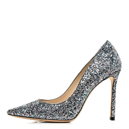 Jimmy Choo Glitter Pointy Toe Romy 85 Pumps 38 Bubblegum Mix 1 of 10