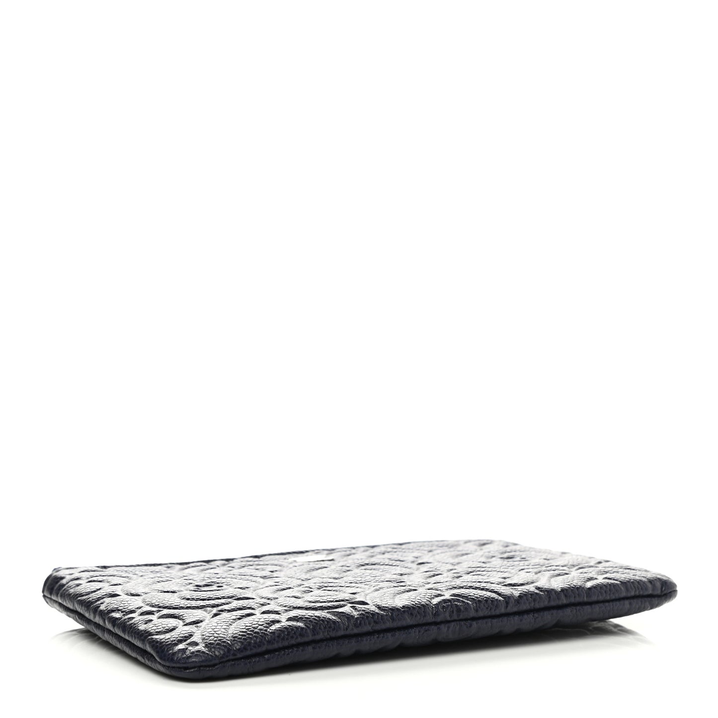 Caviar Camellia Embossed Cosmetic Pouch Navy