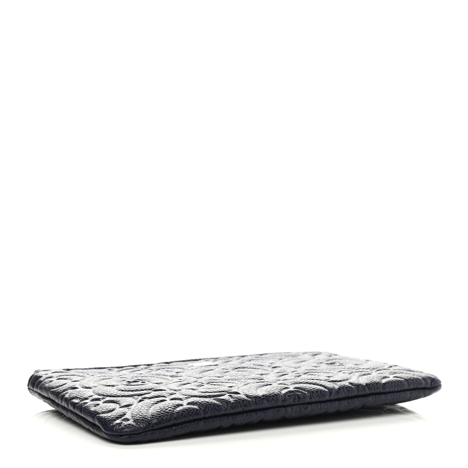 Chanel Caviar Camellia Embossed Cosmetic Pouch Navy 3 of 7