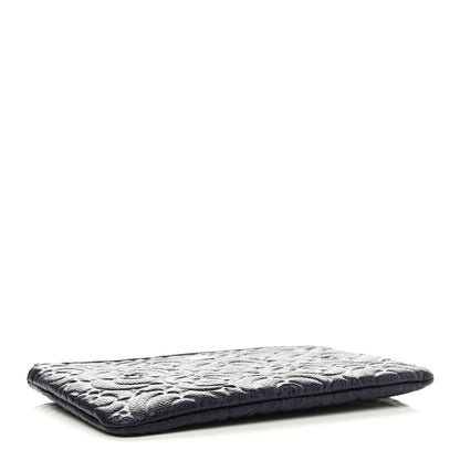 Chanel Caviar Camellia Embossed Cosmetic Pouch Navy 3 of 7