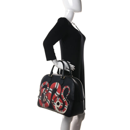 Gucci Calfskin Kingsnake Print Duffle Black 2 of 17