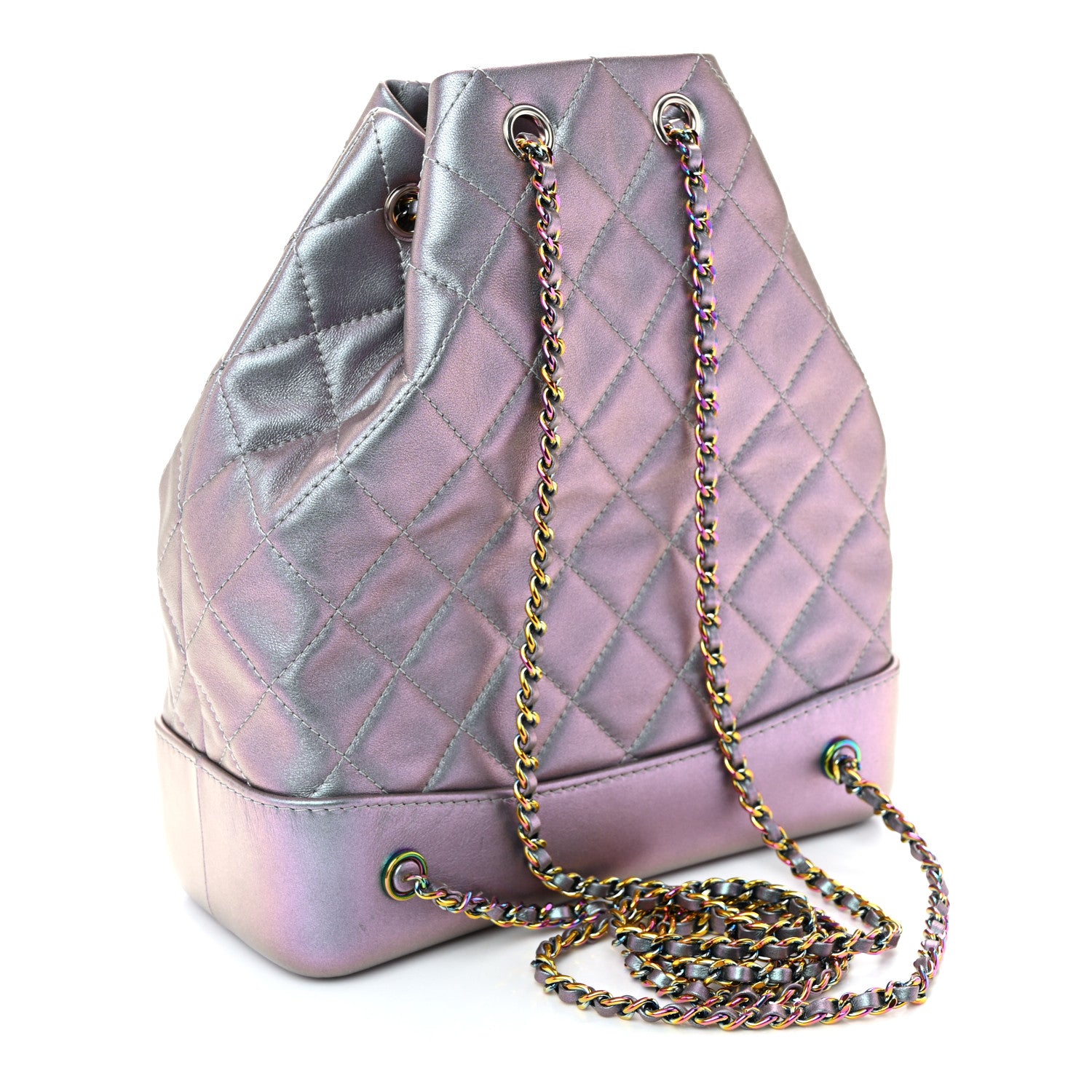 Chanel Iridescent Aged Calfskin Quilted Gabrielle Backpack Light Purple 3 of 11
