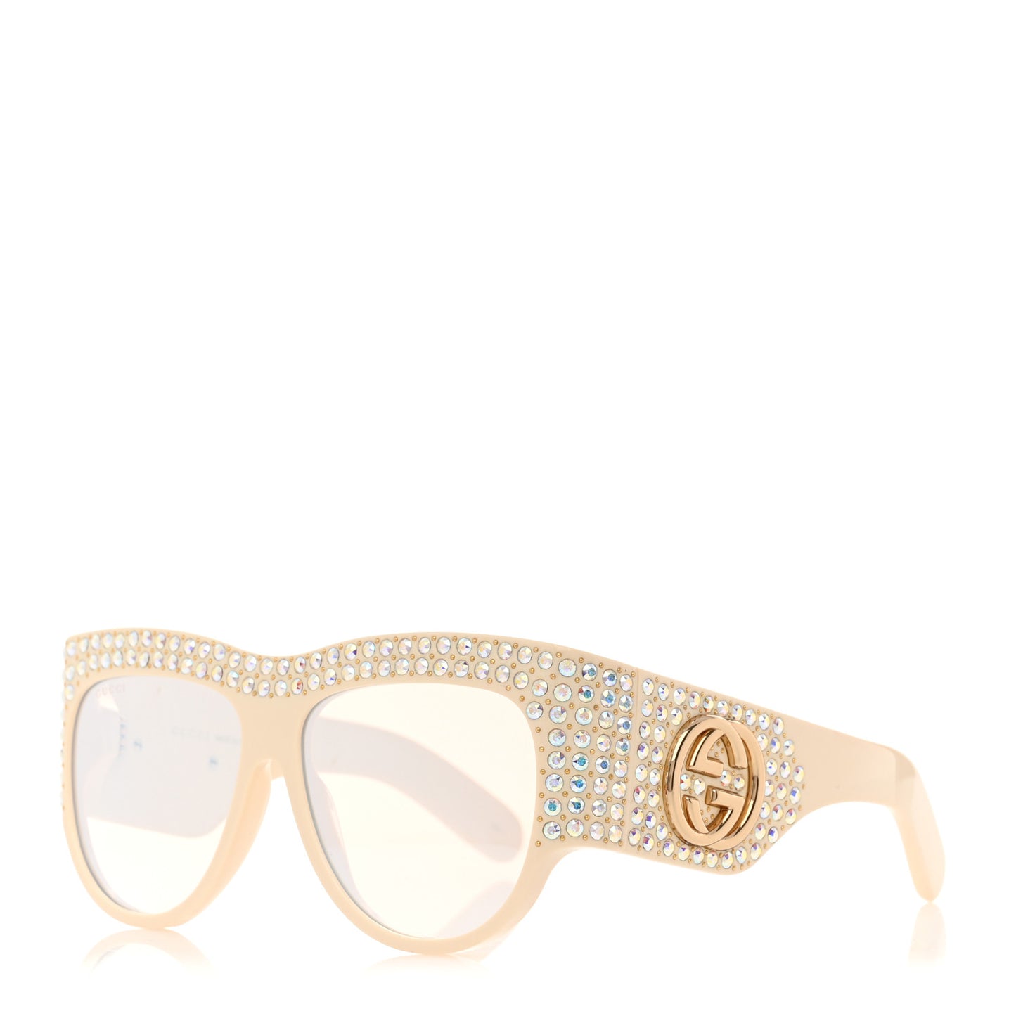 Acetate Crystal Oversize Hollywood Forever Sunglasses GG0144S Ivory