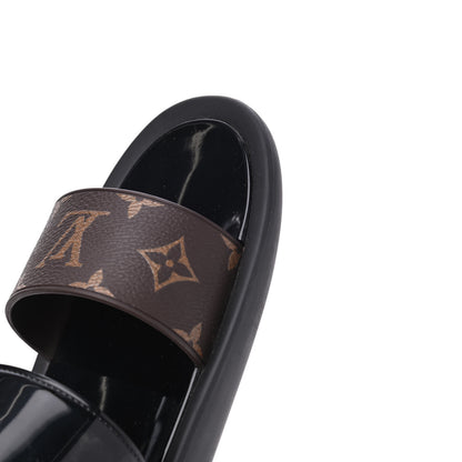 Louis Vuitton Monogram Sunbath Flat Mule Sandals 38 Black 9 of 14