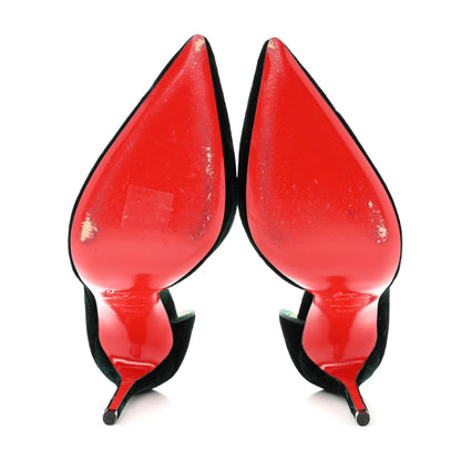 Christian Louboutin Velluto Stamp Iriza 100 Pumps 36.5 Verde 5 of 7