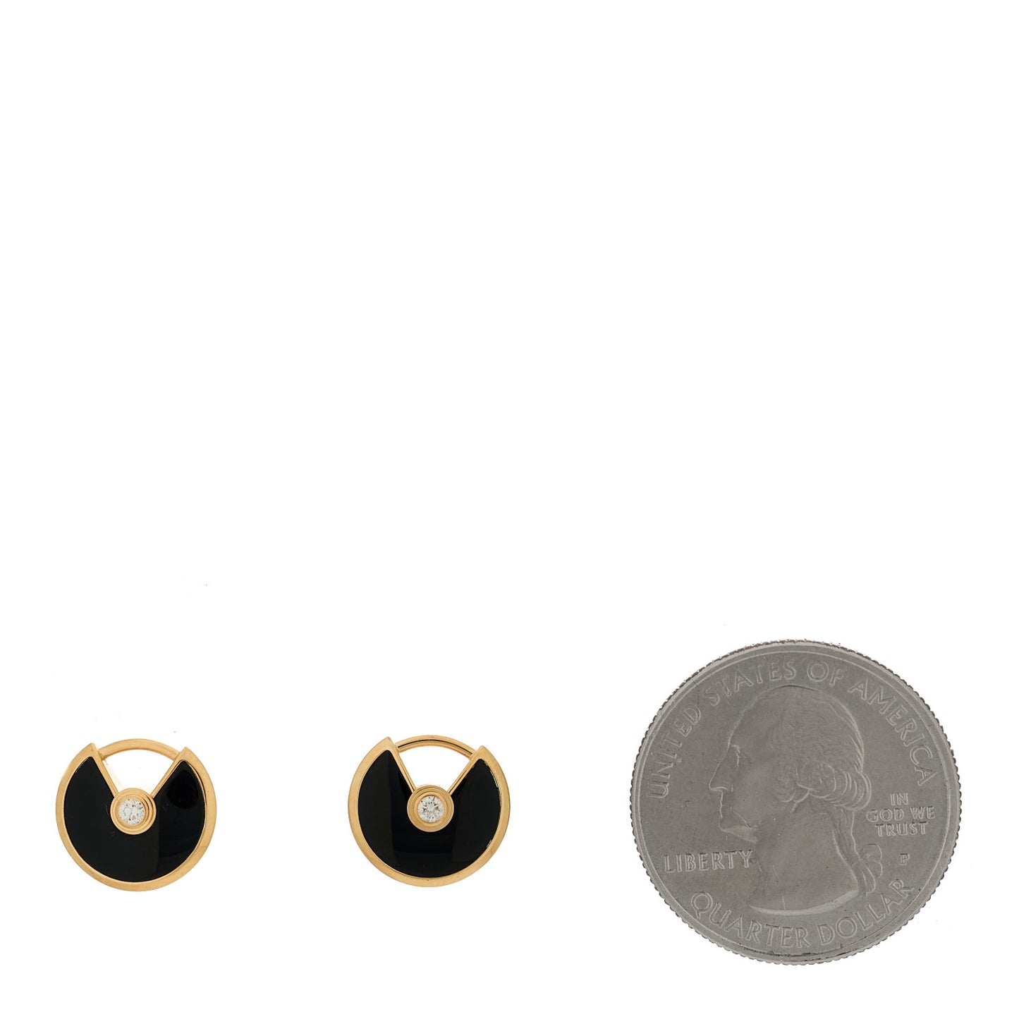 18K Pink Gold Diamond Black Onyx Amulette de Cartier Earrings