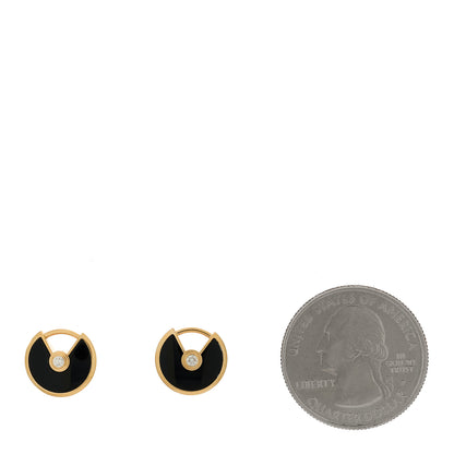 Cartier 18K Pink Gold Diamond Black Onyx Amulette de Cartier Earrings 2 of 4