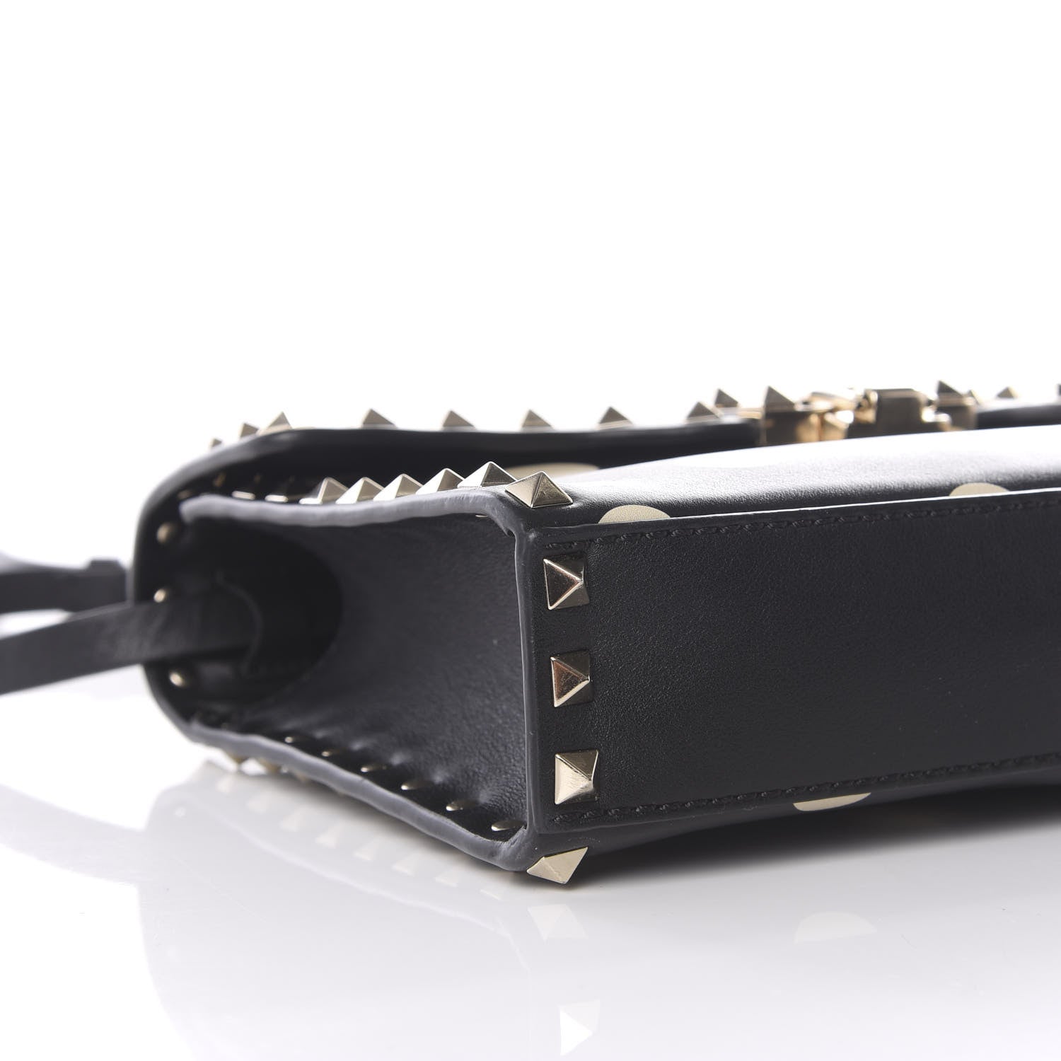 Valentino Garavani Vitello Polka Dot Medium Rockstud Flip Lock Crossbody Bag Black Light Ivory 9 of 10