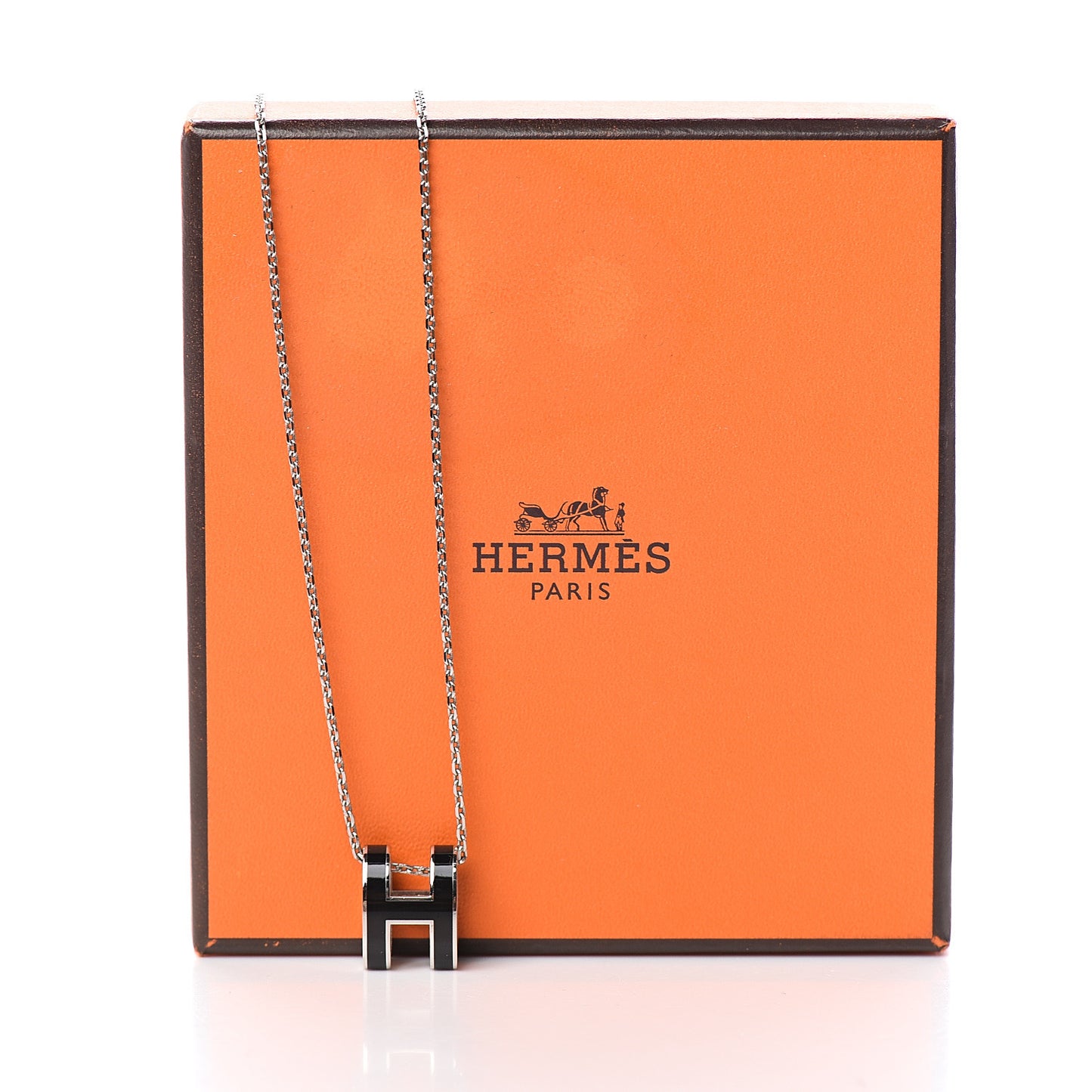 Lacquered Palladium Pop H Pendant Necklace Black