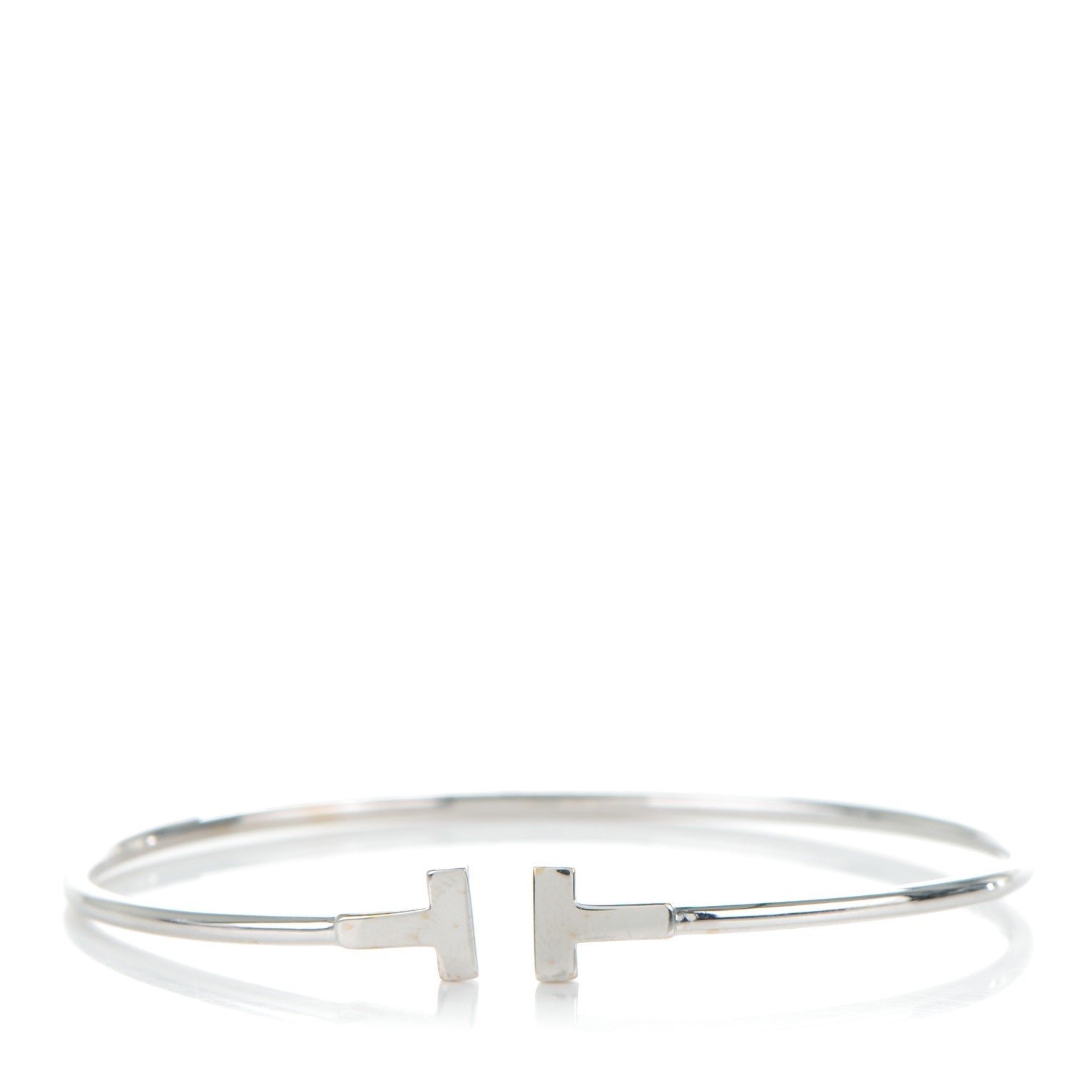 Tiffany 18K White Gold Narrow T Wire Bracelet 1 of 5