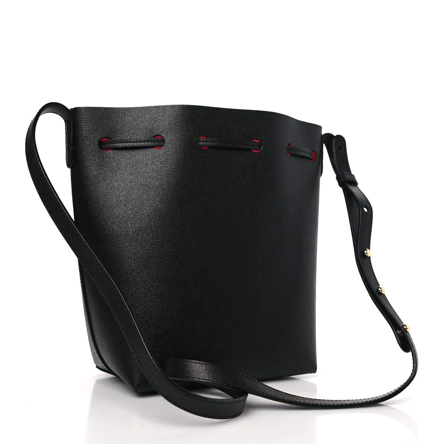 Mansur Gavriel Saffiano Mini Bucket Bag Black Flamma 3 of 10