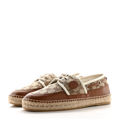 Gucci GG Monogram Mens Espadrille Loafers 9 Beige Ebony Mystic White 3 of 9
