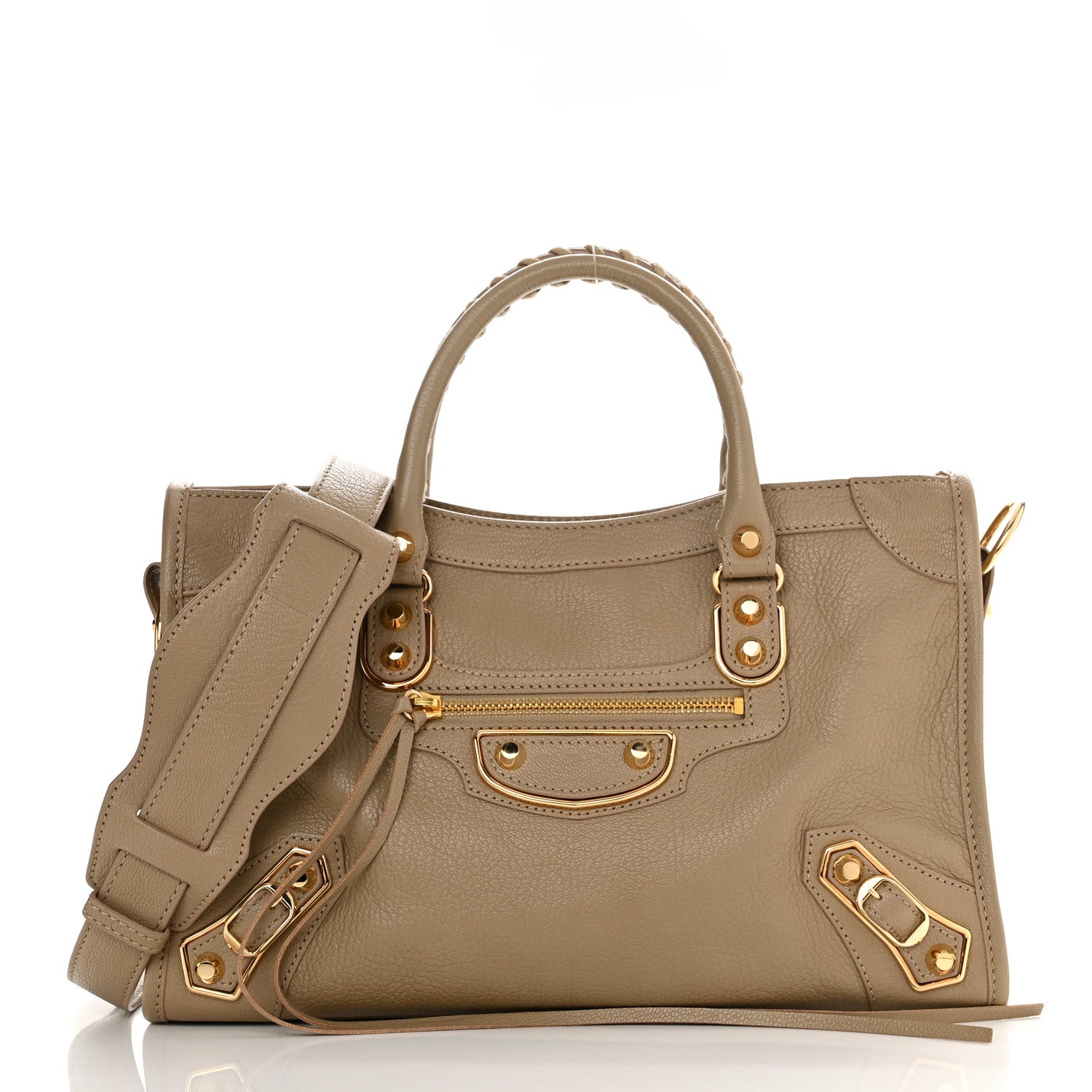Balenciaga Chevre Gold Metallic Edge Hardware S City Beige Latte 2 of 10