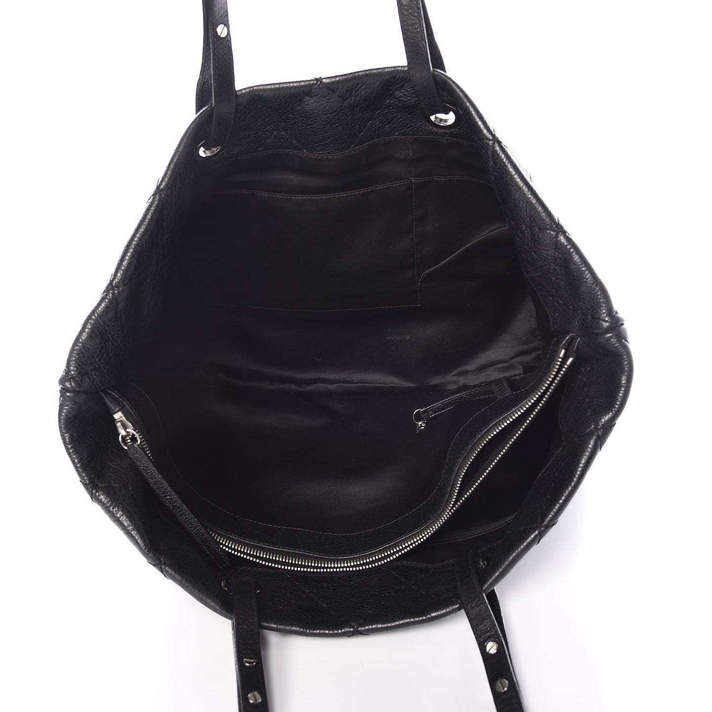 Glazed Calfskin Large On The Road Tote Black