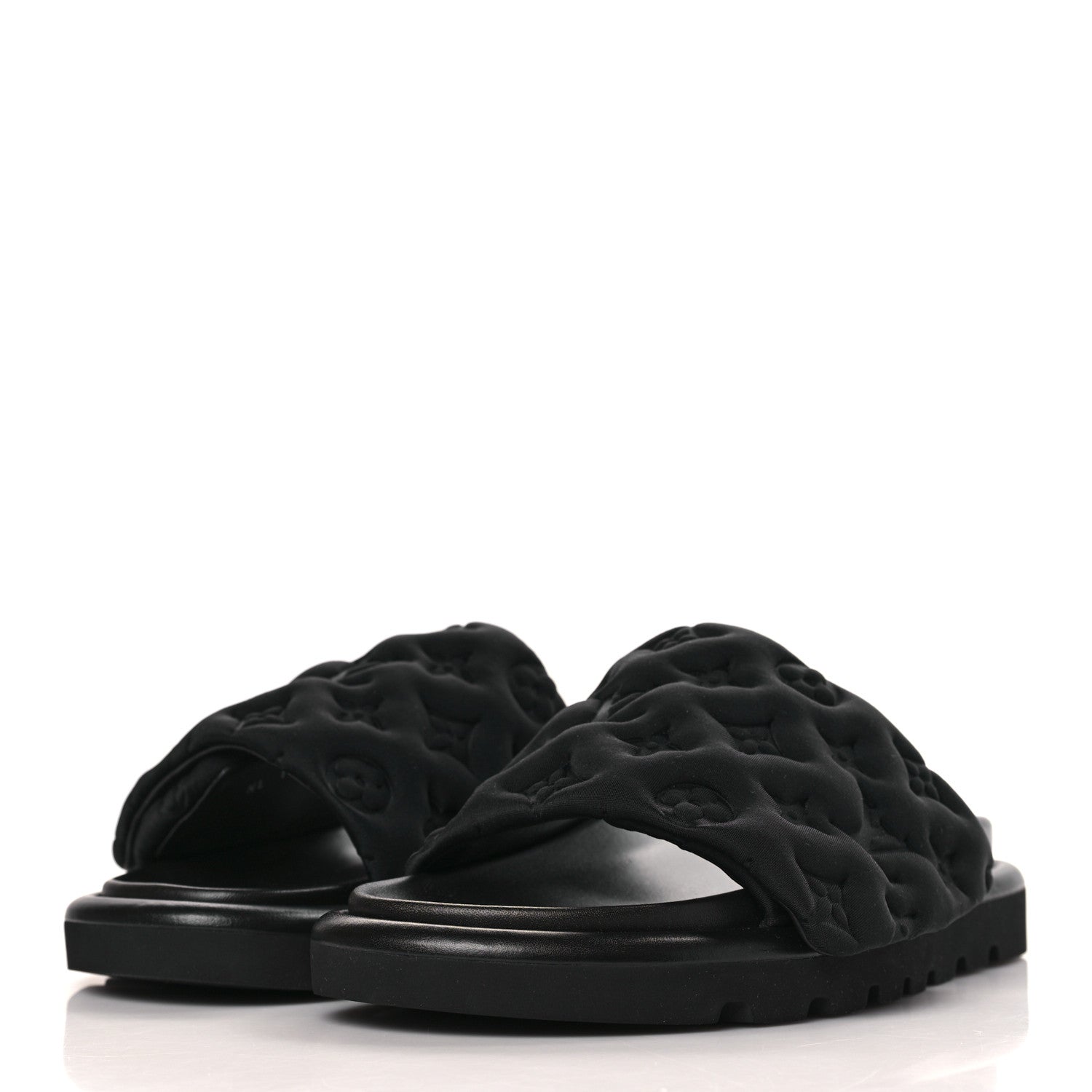Louis Vuitton Technical Fabric Embossed Monogram Pool Pillow Comfort Mules 38 Black 3 of 9