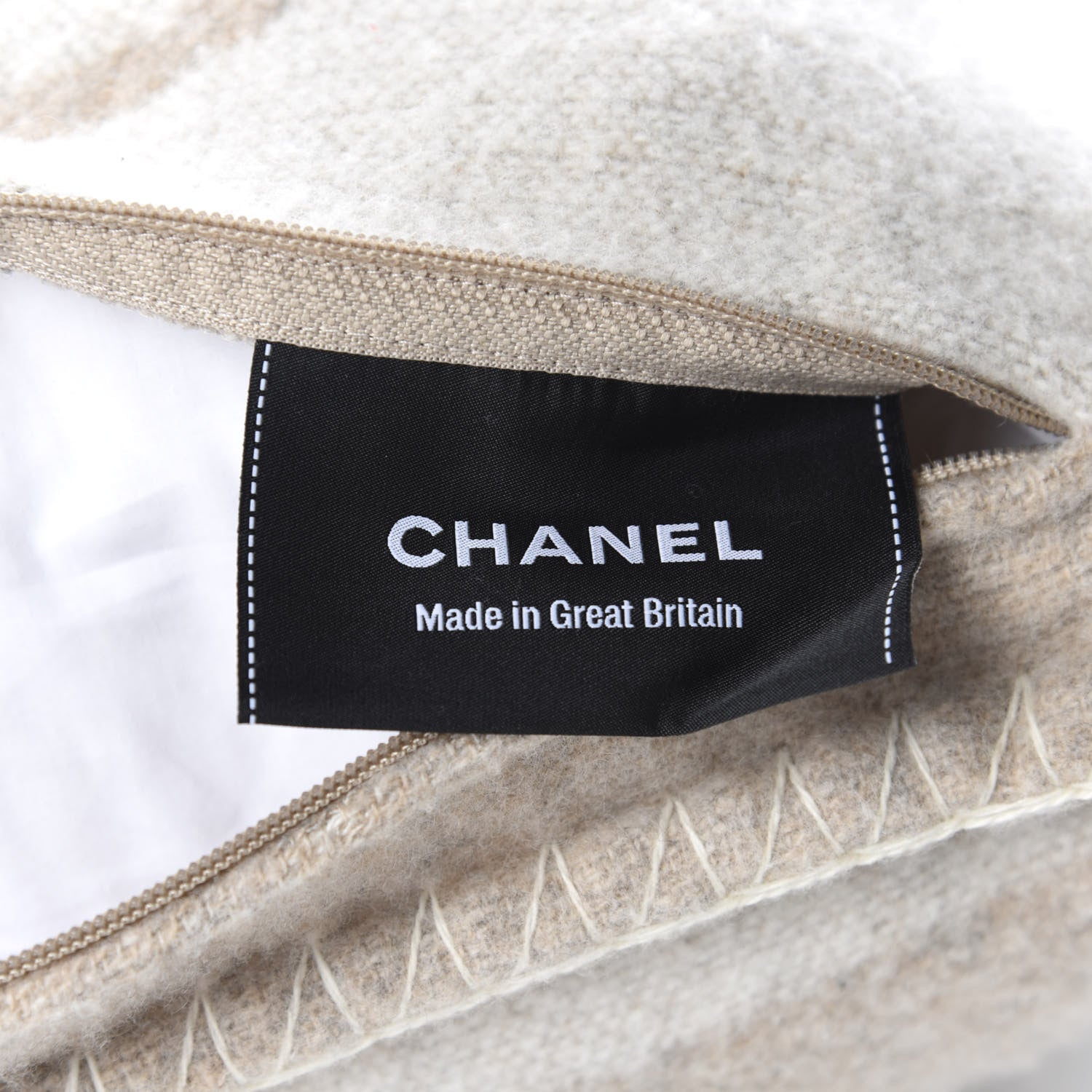 Chanel Merino Wool Cashmere CC Pillow Beige Off White 4 of 5