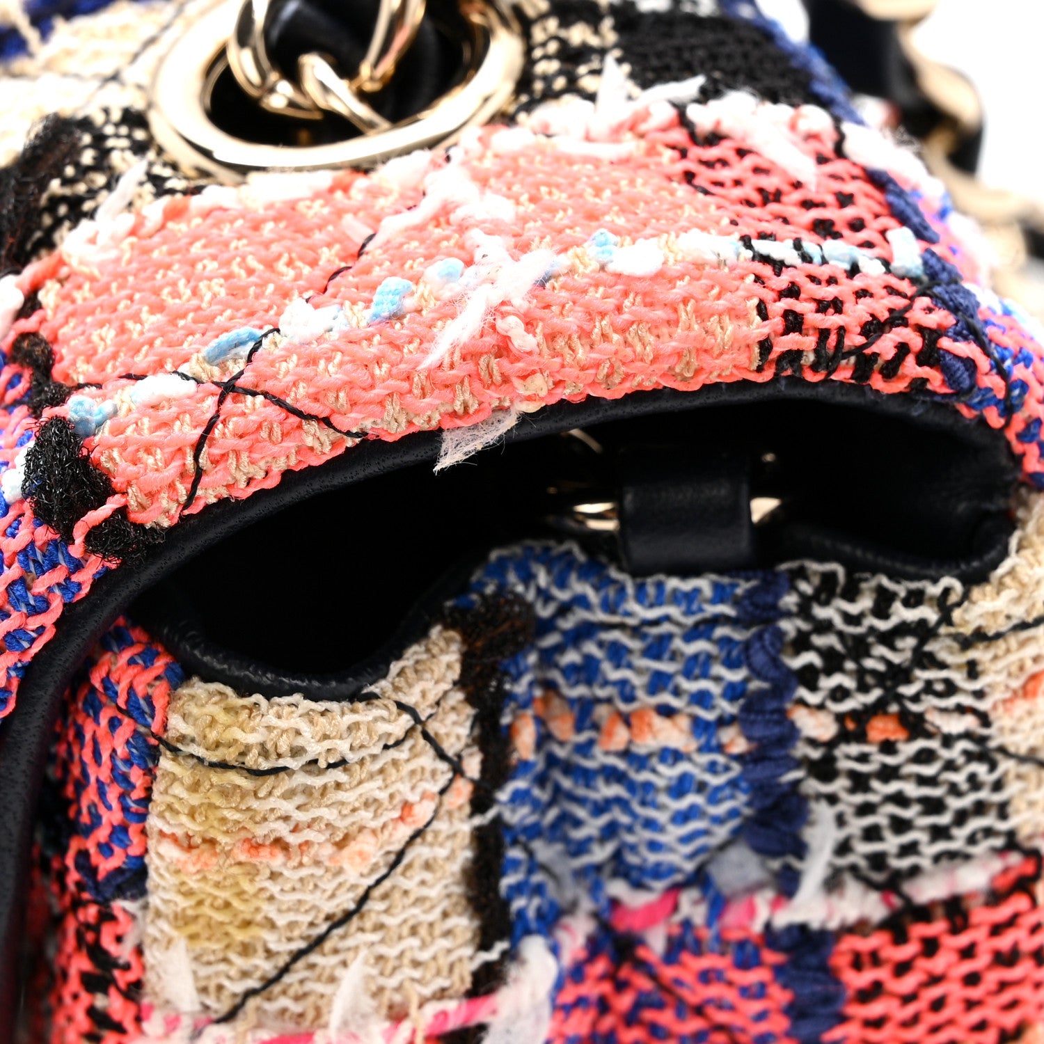 Chanel Tweed Quilted Mini Rectangular Flap Blue Orange Pink 11 of 14