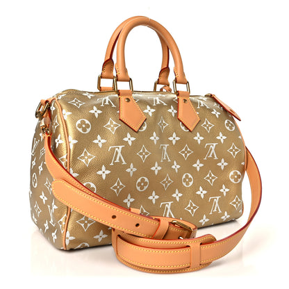 Louis Vuitton Metallic Calfskin Monogram Speedy P9 Bandouliere 30 Gold Kintsugi 5 of 11