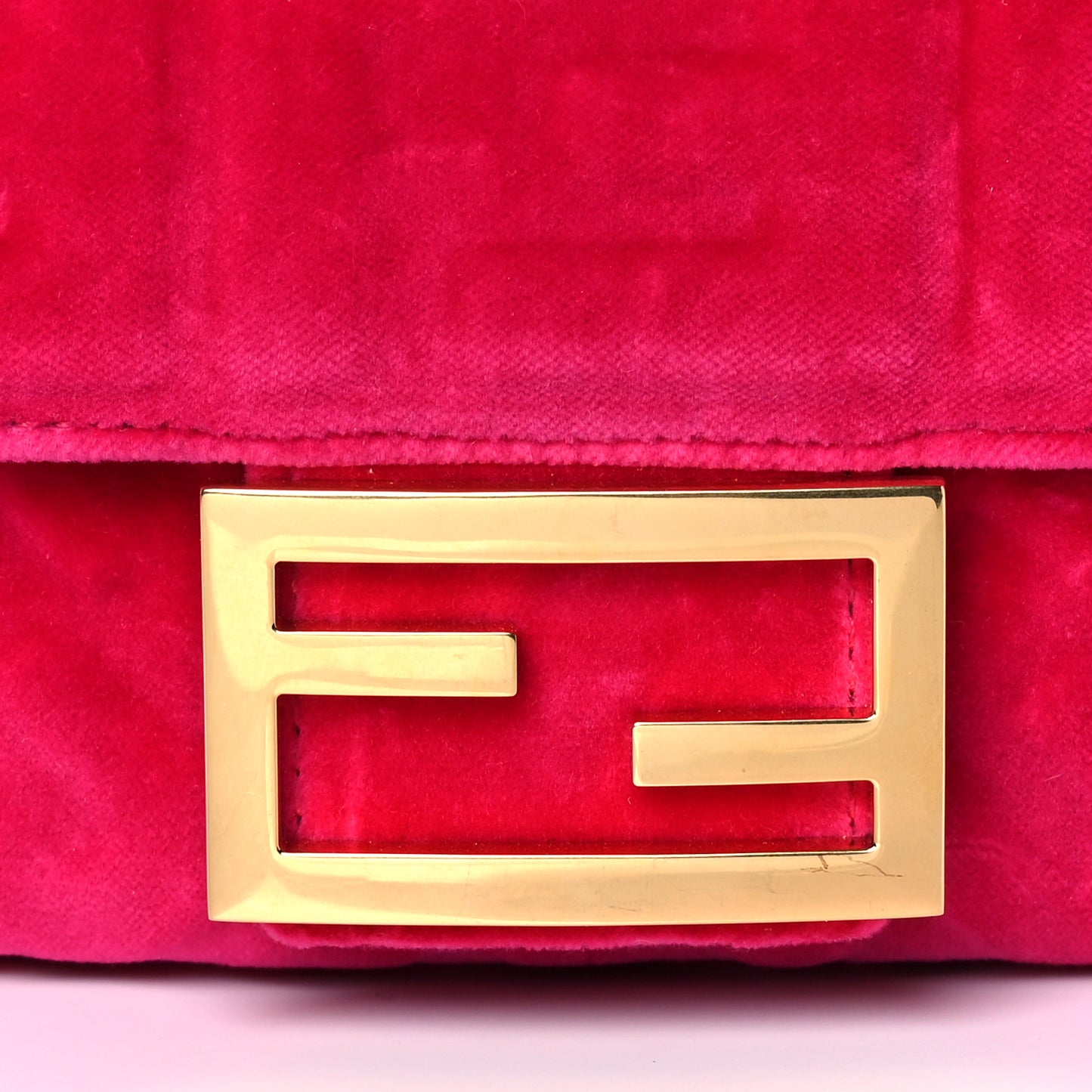 Velvet FF Embossed Hip Belt Baguette Bag Fuxia