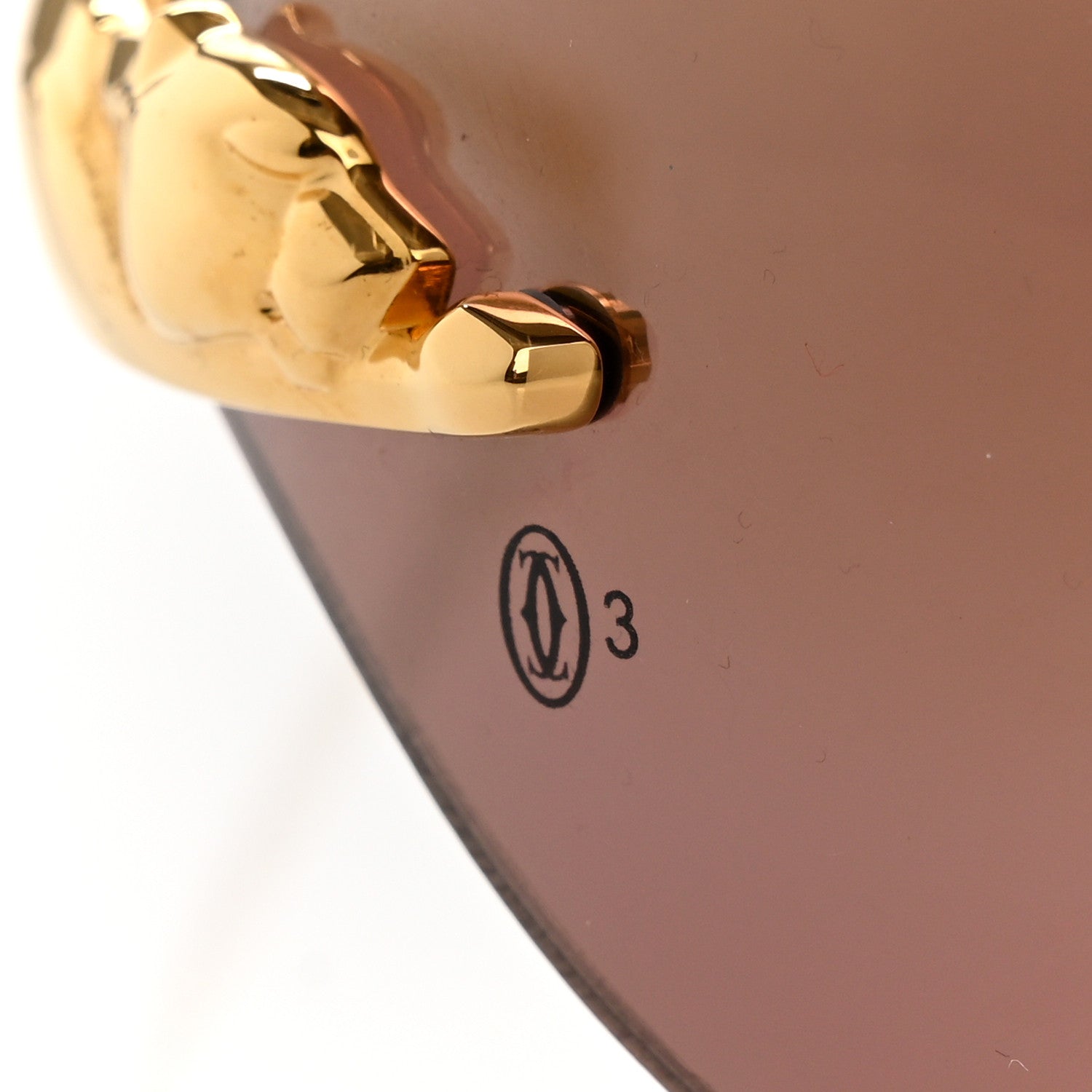 Cartier Metal Panthere De Cartier Rimless Sunglasses Gold 7 of 9