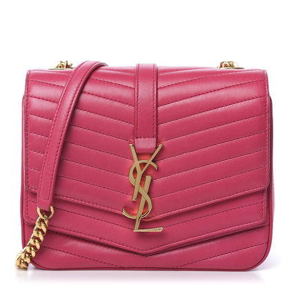 Saint Laurent Lambskin Matelasse Chevron Monogram Small Sulpice Bag Fuchsia 1 of 10