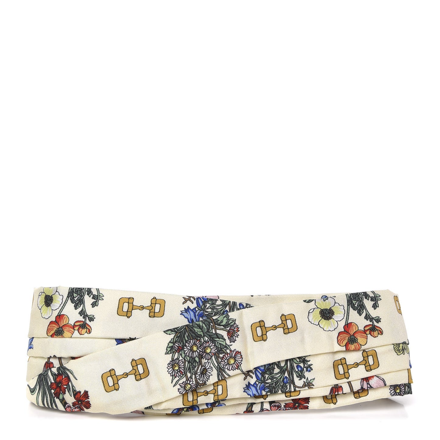 Silk Floral Stirrup Print Headband M Natural